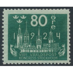 SWEDEN - 1924 80öre blue-green World Postal Congress, MNH – Facit # 207