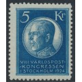 SWEDEN - 1924 5Kr blue World Postal Congress, MNH – Facit # 210