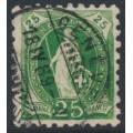 SWITZERLAND - 1888 25c green Helvetia, perf. 9¾:9¼, oval watermark (Kz. I), used – Zum. # 67Ba