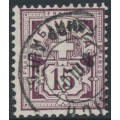 SWITZERLAND - 1889 15c deep brown-purple Cross & Numeral, granite paper, oval watermark (Kz. I), used – Zumstein # 64Ad
