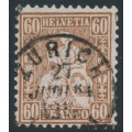 SWITZERLAND - 1863 60c bronze Sitting Helvetia (geprüft Abt BPP), used – Zumstein # 35
