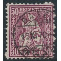 SWITZERLAND - 1867 50c deep reddish purple Sitting Helvetia, used – Zumstein # 43c