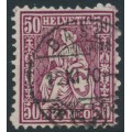 SWITZERLAND - 1867 50c deep reddish purple Sitting Helvetia (Sitzende Helvetia), used – Zumstein # 43c