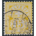 SWITZERLAND - 1882 15c yellow Cross & Numeral on white paper, used – Zumstein # 57a