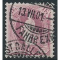 SWITZERLAND - 1901 1Fr. purple Helvetia, perf. 11½:12, oval watermark (Kz. II), used – Zum. # 71E