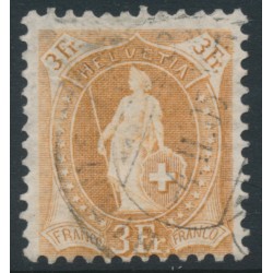 SWITZERLAND - 1902 3Fr. brown Helvetia, perf. 11½:12, oval watermark (Kz. II), used – Zum. # 72E