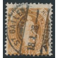 SWITZERLAND - 1906 3Fr brown Helvetia, perf. 11½:12, crosses wmk, plain paper, used – Zum # 92A