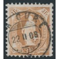 SWITZERLAND - 1907 3Fr brown Helvetia, perf. 11½:11, crosses wmk, granite paper, used – Zum # 100B