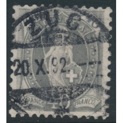 SWITZERLAND - 1891 40c grey Helvetia, perf. 11½:11, oval watermark (Kz. I), used – Zum. # 69C