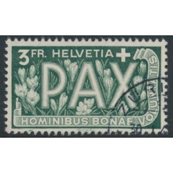 SWITZERLAND - 1945 3Fr green Peace issue, used – Michel # 457