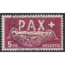 SWITZERLAND - 1945 5Fr carmine-brown Peace issue, used – Michel # 458