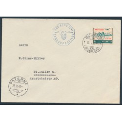 SWITZERLAND - 1941 1Fr dark green/red Pro Aero on flight cover, used – Michel # 395