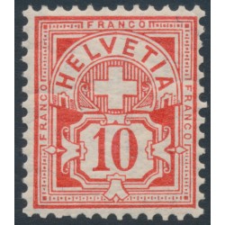 SWITZERLAND - 1906 10c vermilion Numeral, crosses watermark, MNH – Zumstein # 83a