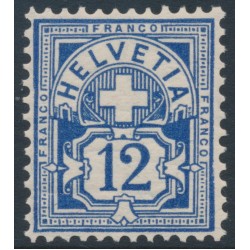 SWITZERLAND - 1906 12c deep blue Cross & Numeral, crosses watermark, MNH – Zumstein # 84b