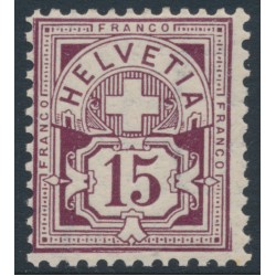 SWITZERLAND - 1906 15c brown-purple Numeral, crosses watermark, MNH – Zumstein # 85b