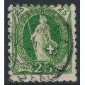 SWITZERLAND - 1888 25c green Helvetia, perf. 9¾:9¼, oval watermark (Kz. I), used – Zum. # 67Ba