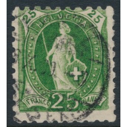 SWITZERLAND - 1888 25c green Helvetia, perf. 9¾:9¼, oval watermark (Kz. I), used – Zum. # 67Ba