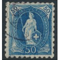 SWITZERLAND - 1888 50c blue Helvetia, perf. 9¾:9¼, oval watermark (Kz. I), used – Zum. # 70B