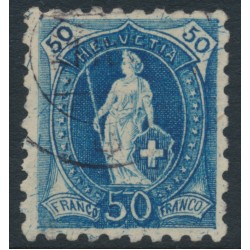 SWITZERLAND - 1888 50c blue Helvetia, perf. 9¾:9¼, oval watermark (Kz. I), used – Zum. # 70B