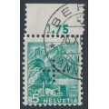 SWITZERLAND - 1937 5c blue-green Landscape, smooth paper, official cross perfin., used – Michel # D20y