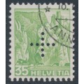 SWITZERLAND - 1937 35c green Landscape, smooth paper, official cross perfin., used – Michel # D26y