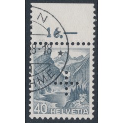 SWITZERLAND - 1937 40c grey Landscape, grilled paper, official cross perfin., used – Michel # D27z