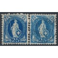 SWITZERLAND - 1899 25c blue Helvetia, 'white flaws NE' x 2 examples, used – Zum. # 73D.2.42