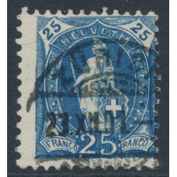 SWITZERLAND - 1899 25c blue Helvetia, 'hairline scratch', used – Zum. # 73D.2.24