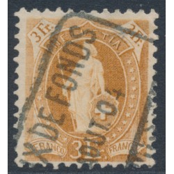 SWITZERLAND - 1902 3Fr. brown Helvetia, perf. 11½:12, oval watermark (Kz. II), used – Zum. # 72E