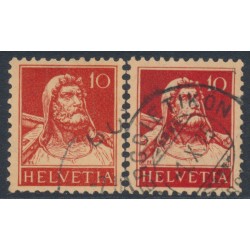 SWITZERLAND - 1914 10c red William Tell, types I & II, used – Michel # 118I+118II