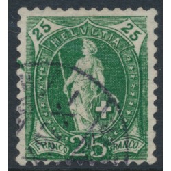 SWITZERLAND - 1894 25c green Helvetia, ‘green blob in left margin’, used – Zumstein # 67D.2.25/IB