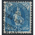 SWITZERLAND - 1899 25c blue Standing Helvetia, ‘scratches across stamp’, used – Zumstein # 73D.2.23/IA