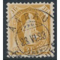 SWITZERLAND - 1891 3Fr. brown Helvetia, ‘white dot between IA’, used – Zumstein # 72A.2.46/I