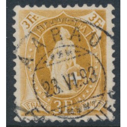 SWITZERLAND - 1891 3Fr. brown Helvetia, ‘white dot between IA’, used – Zumstein # 72A.2.46/I