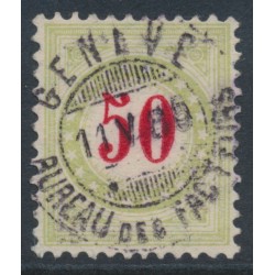 SWITZERLAND - 1884 50c red/pale green Postage Due, normal frame, used – Zumstein # P20BN