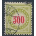 SWITZERLAND - 1889 500c red/yellowish green Postage Due, normal frame, used – Zumstein # P22DN