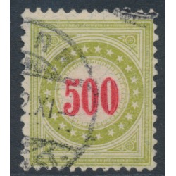 SWITZERLAND - 1889 500c red/yellowish green Postage Due, normal frame, used – Zumstein # P22DN