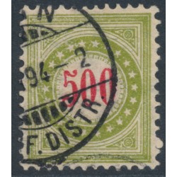 SWITZERLAND - 1892 500c red/greenish olive Postage Due, inverted frame, used – Zumstein # P22DbK