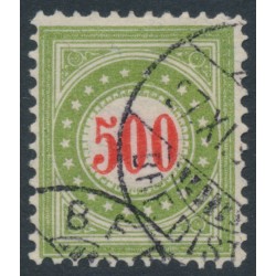 SWITZERLAND - 1897 500c red/olive-green Postage Due, normal frame, used – Zumstein # P22FN