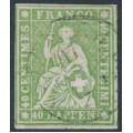 SWITZERLAND - 1860 40Rp yellowish green Helvetia (green thread, late Bern), used – Zumstein # 26Ga