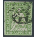 SWITZERLAND - 1860 40Rp yellowish green Helvetia (green thread, late Bern), used – Zumstein # 26Ga