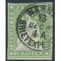 SWITZERLAND - 1860 40Rp green Helvetia (green thread, late Bern), used – Zumstein # 26Gb