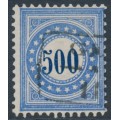 SWITZERLAND - 1878 500c blue/ultramarine Postage Due (upright frame type I), used – Mi # P9INa 