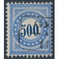 SWITZERLAND - 1878 500c blue/ultramarine Postage Due (upright frame type I), used – Mi # P9INa 