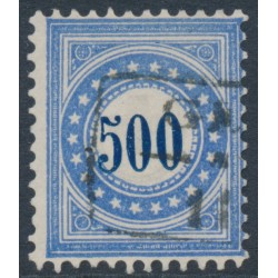 SWITZERLAND - 1878 500c blue/ultramarine Postage Due (upright frame type I), used – Mi # P9INa 