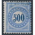 SWITZERLAND - 1878 500c blue/ultramarine Postage Due (upright frame type I), used – Mi # P9INa 