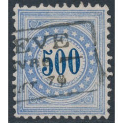 SWITZERLAND - 1878 500c blue/grey-blue Postage Due (upright frame type I), used – Mi # P9INaa