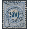 SWITZERLAND - 1878 500c blue/grey-blue Postage Due (upright frame type I), used – Mi # P9INaa