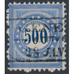 SWITZERLAND - 1878 500c blue/ultramarine Postage Due (inverted frame type I), used – Mi # P9IKa