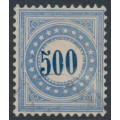 SWITZERLAND - 1878 500c blue/grey-blue Postage Due (inverted frame type I), used – Mi # P9IKaa